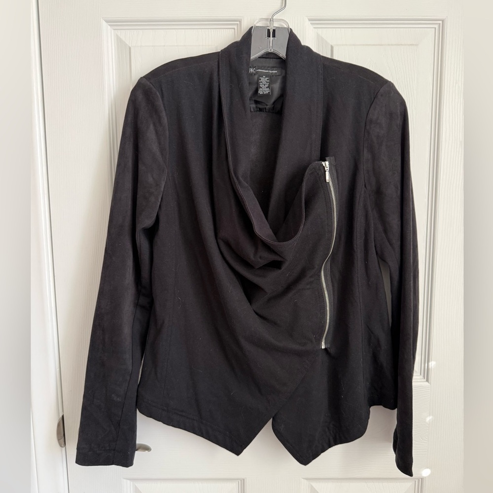 INC International Concepts Black Drape Front Jacket